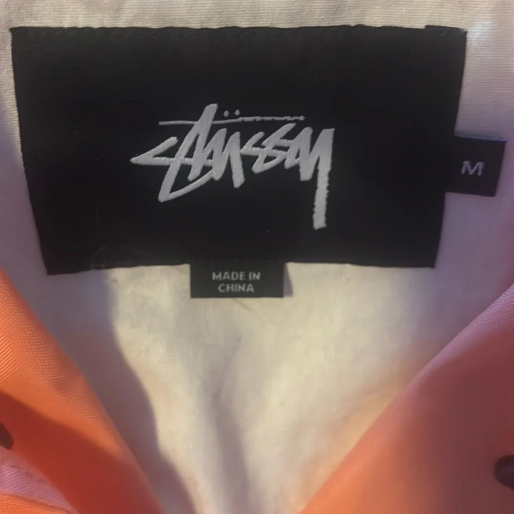 Stussy Orange Windbreaker Jacket Lightweight Casual - Picture 3 of 3